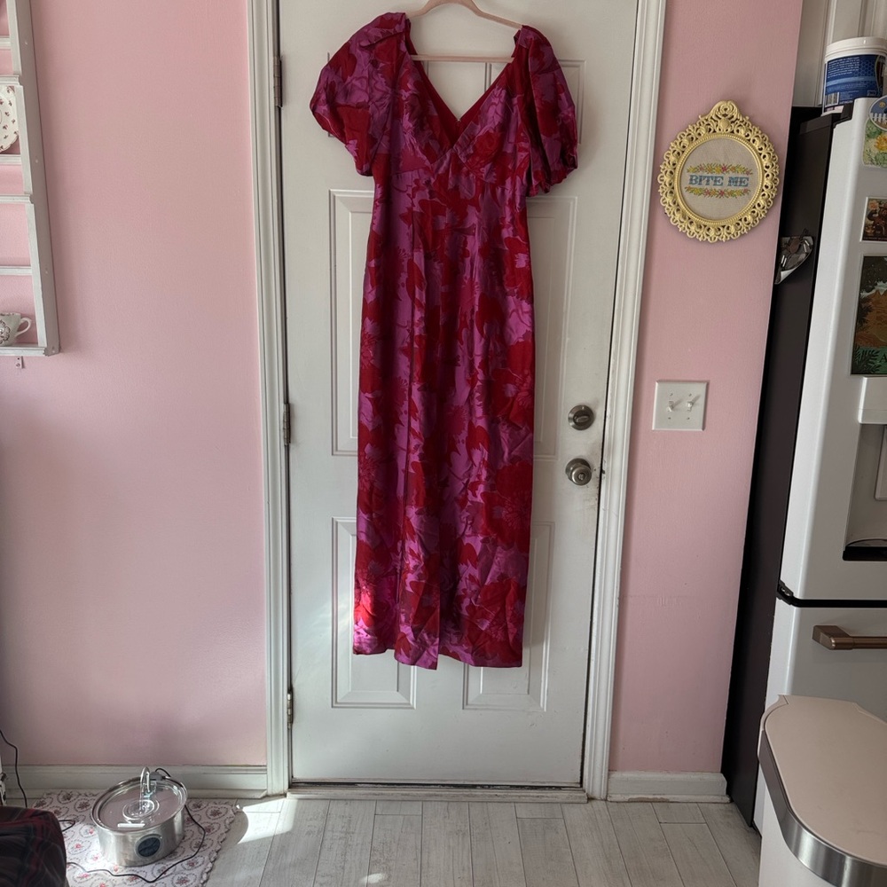 Aidan Mattox Red and Pink maxi Dress - Picture 5 of 10